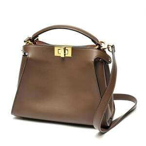 FENDI Peekaboo Iconic Essential 8BN302 Leather Greige S-160001